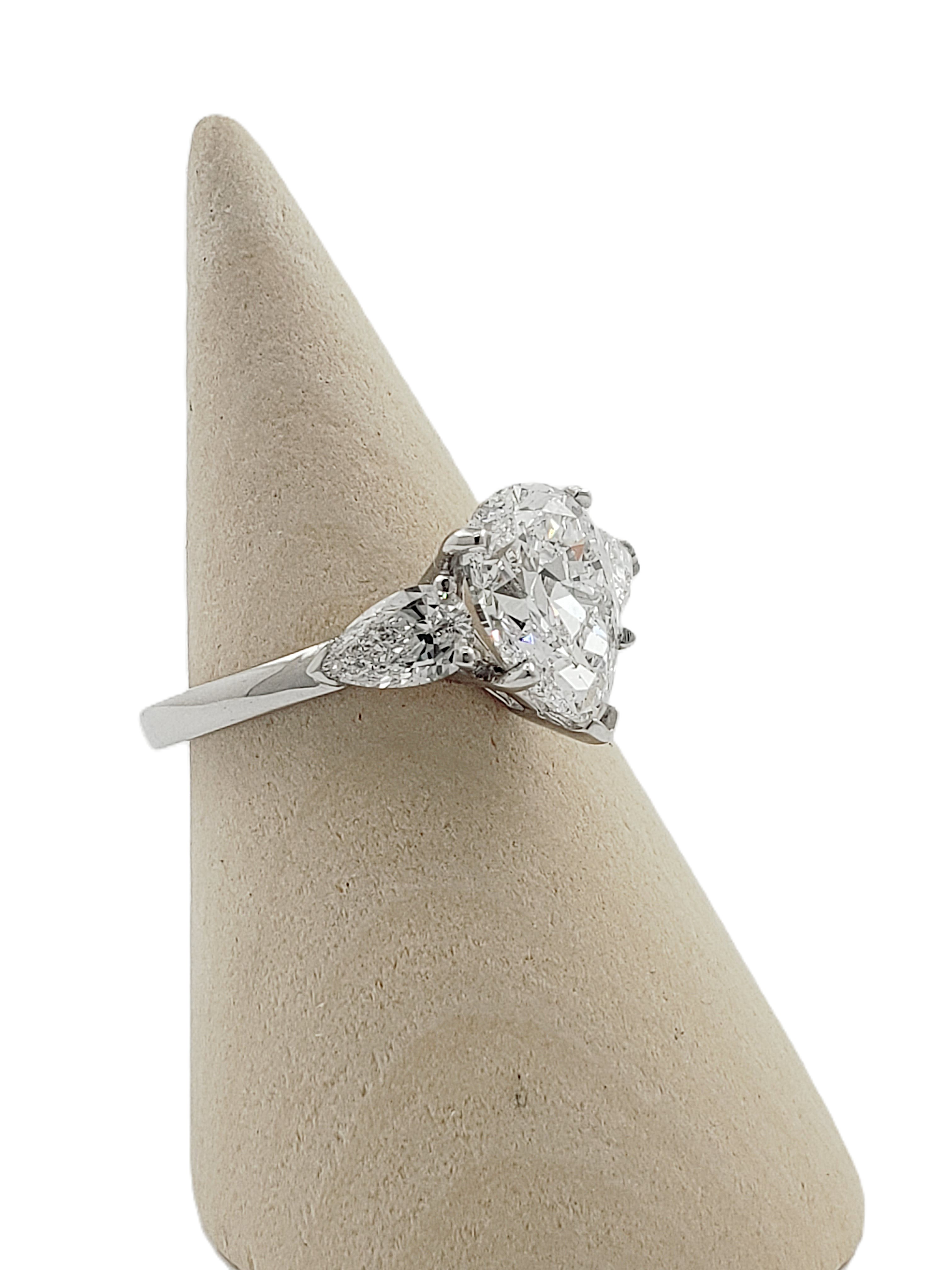 Three Stone Pear Shape Diamond Ring